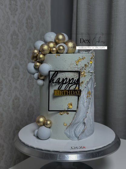 Luxury Marble & Gold Sphere Cake
